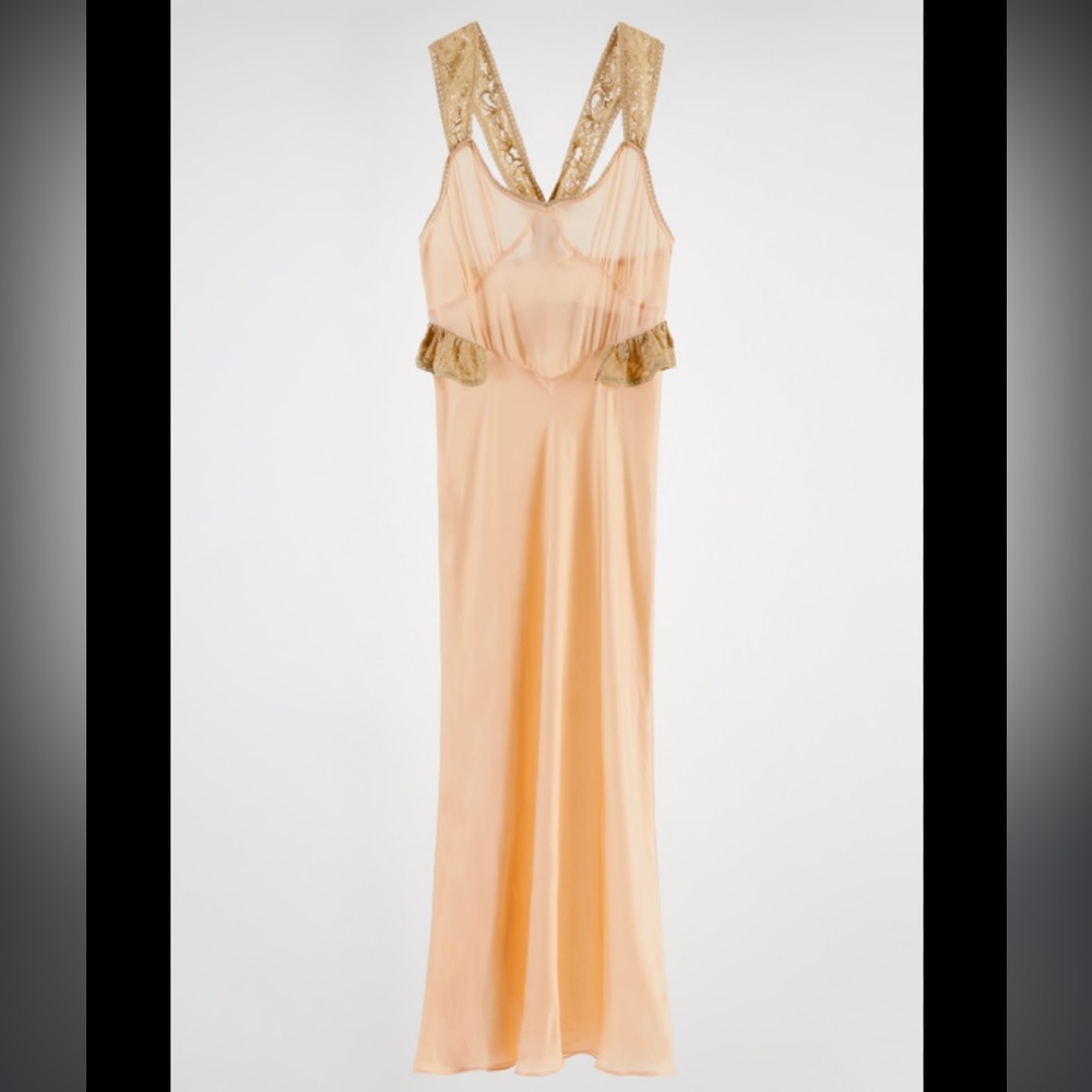 NWOT Zara Long Lace Dress in Apricot new